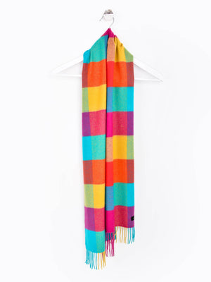 Block Check 100% Cashmere Scarf - Tropical