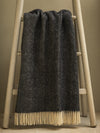 Herringbone Pure New Wool Throw - Black