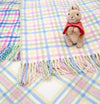 Gingham Check Lambswool Baby Blanket - Pastel