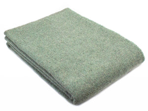 Beehive Blanket Stitch Edge Pure New Wool Throw - Sea Green