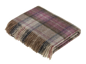 Stroud Check Pure New Wool Throw - Heather
