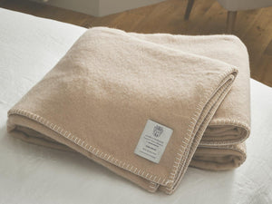 Traditional Pure New Wool Bed Blanket - Champagne