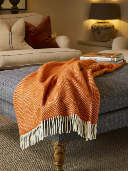 cinnamon orange pure new wool blanket