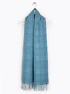 Checked Reversible 100% Wool Scarf - Turquoise