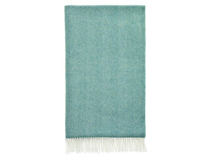 Herringbone Merino Lambswool Throw - Jade