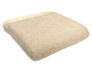 Honeycomb Pure New Wool Throw - Oatmeal
