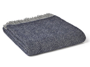 Honeycomb XL Pure New Wool Throw - Navy/Grey