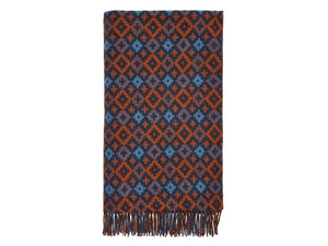 Dartmouth Shetland Pure New Wool Throw - Navy/Brick