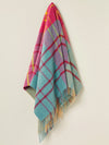 Stormness Check Pure New Wool Throw - Cerise/Mint