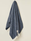 Herringbone Shetland Pure New Wool Throw - Navy Blue