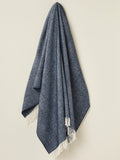 Herringbone Shetland Pure New Wool Throw - Navy Blue