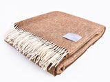 Herringbone Weave Up Wool Throw - Brown