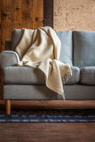 Diagonal Stripe Recycled Wool Throw - Natural Latte