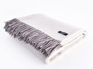 Herringbone 100% Cashmere Blanket - Light Grey
