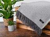 Herringbone 100% Cashmere Blanket - Light Grey