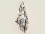 Block Windowpane Lambswool Throw - White/Grey