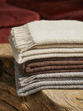 Diagonal Stripe Recycled Wool Throw - Natural Latte
