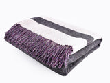 Oak Mills 2 Stripe Wool Blanket - Grey/Purple