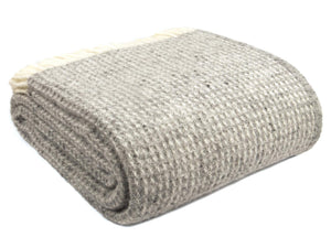 Waffle Pure New Wool Throw - Silver Grey