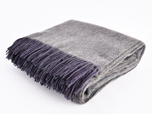 Oak Mills Herringbone Wool Blanket - Grey/Purple