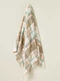 Portree Check Merino Lambswool Throw - Natural/Rose