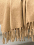 Classic Plain Ripple 100% Cashmere Throw - Camel