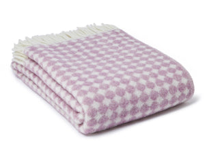 Jacquard Spot Pure New Wool Throw - Mulberry