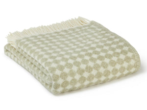 Jacquard Spot Pure New Wool Throw - Sage