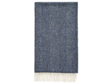 Herringbone Shetland Pure New Wool Throw - Navy Blue