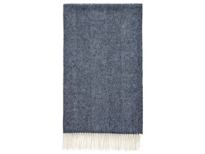 Herringbone Shetland Pure New Wool Throw - Navy Blue