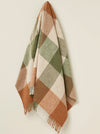 British Wool Block Check Throw - Terracotta/Green