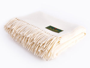 Scottish Link Pure New Wool Blanket - Cream