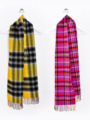 Reversible Check 100% Wool Scarf - Bright