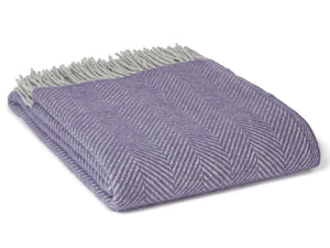 Herringbone Pure New Wool Throw - Lavender/Silver