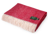 Herringbone Pure New Wool Throw - Cherry Red