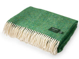 Herringbone Pure New Wool Throw - Grass Green