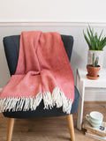 Herringbone Pure New Wool Throw - Cranberry