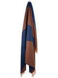 Lambswool Diagonal Throw - Brown/Navy