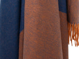 Lambswool Diagonal Throw - Brown/Navy