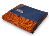 Lambswool Diagonal Throw - Brown/Navy