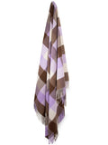 Lambswool Square Check Throw - Brown & Lavender