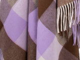 Lambswool Square Check Throw - Brown & Lavender