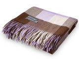 Lambswool Square Check Throw - Brown & Lavender