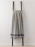 Stix Herringbone Border Recycled Wool Throw - Nimbus