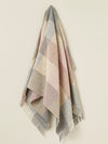 British Wool Block Check Throw - Silver/Pink