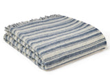 Aber Stripe Pure New Wool Throw - Blue Slate