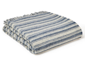 Aber Stripe Pure New Wool Throw - Blue Slate