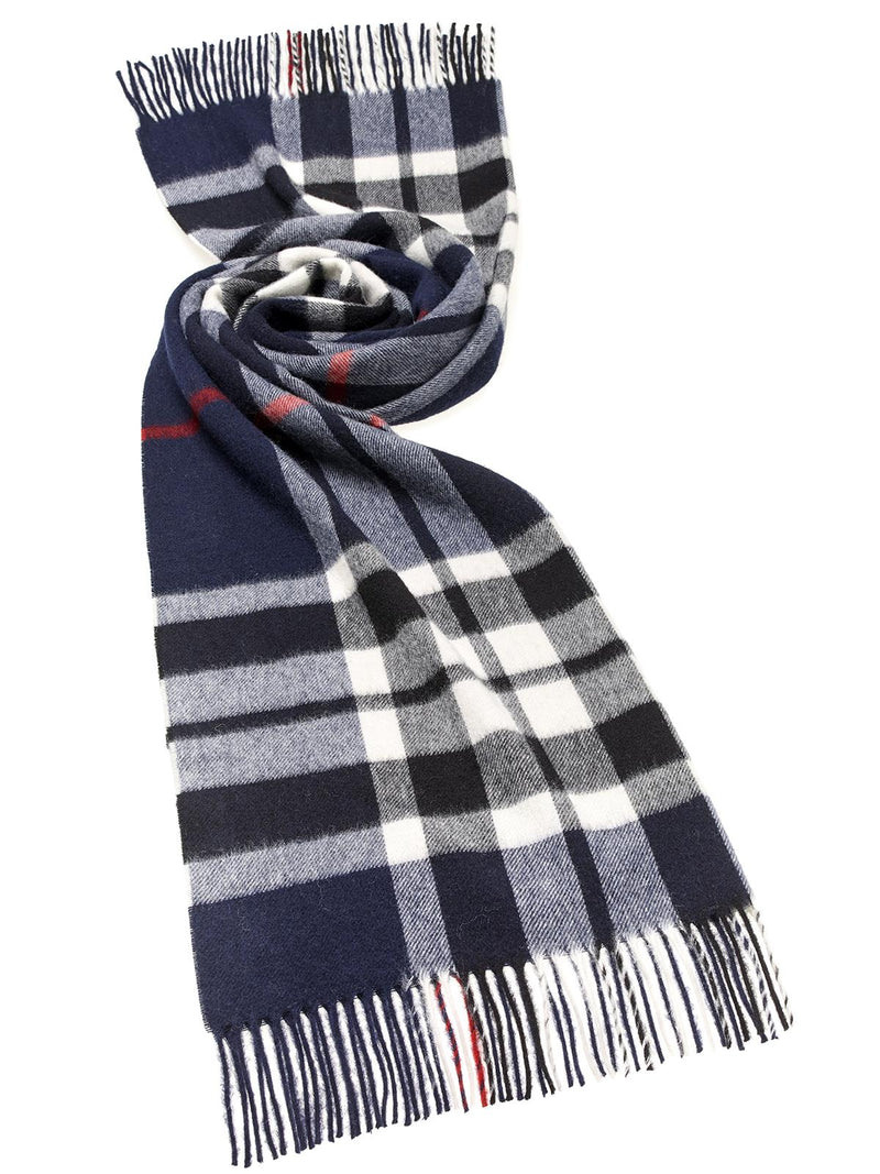 Check Lambswool Extra Wide Scarf Westminster Navy – Wool Blanket