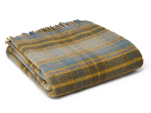 Cottage Check Pure New Wool Throw - Mustard