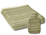 Fair Isle Pure New Wool Blanket & Hot Water Bottle - Sage